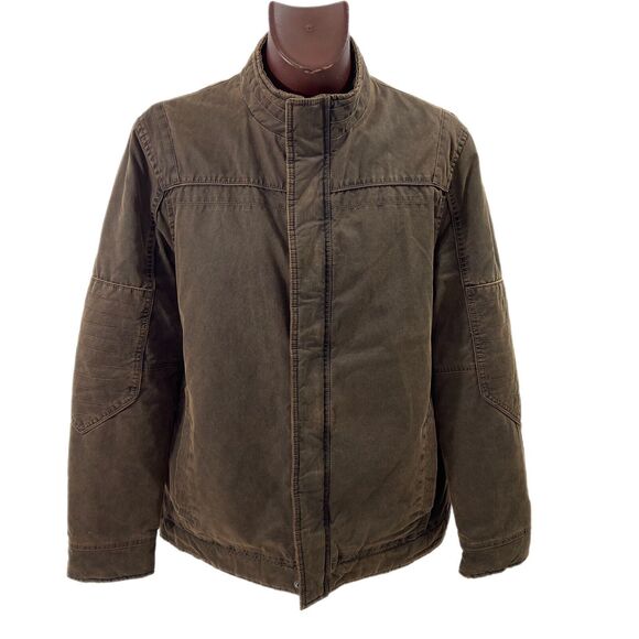 BKE Biker Motorcycle CANVAS JACKET Zipper Lined Quilted Mens Sz XL Brown